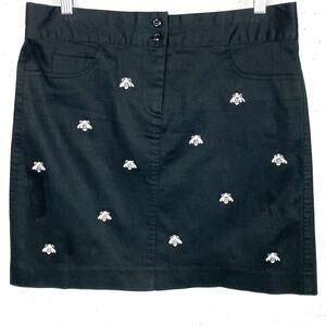 Jade Melody Tam Womens Embroiderd Bumble Bee Skirt Black Cotton Stretch Size 8